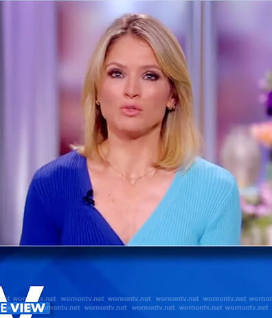 Sara's blue two-tone cardigan on The View