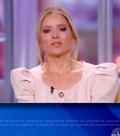 Sara's beige puff sleeve jumpsuit on The View
