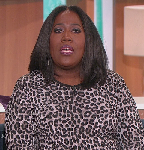 Sheryl's gray leopard print bell sleeve top on The Talk