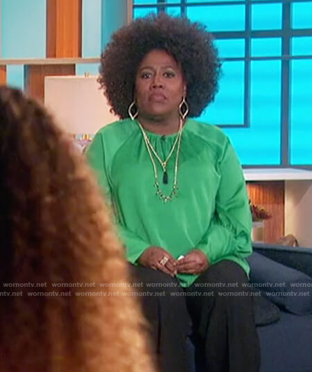 Sheryl's green balloon sleeve blouse on The Talk