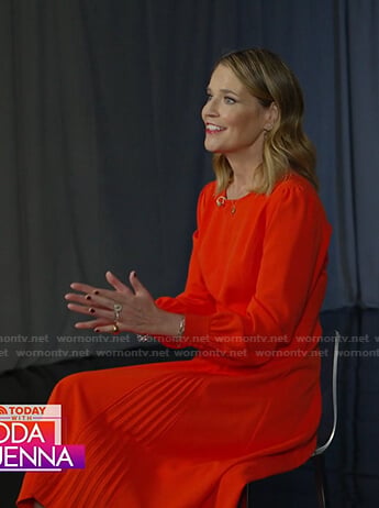 Savannah's red pleated dress on Today