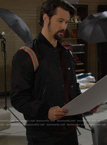 Thomas's striped shoulder bomber jacket on The Bold and the Beautiful