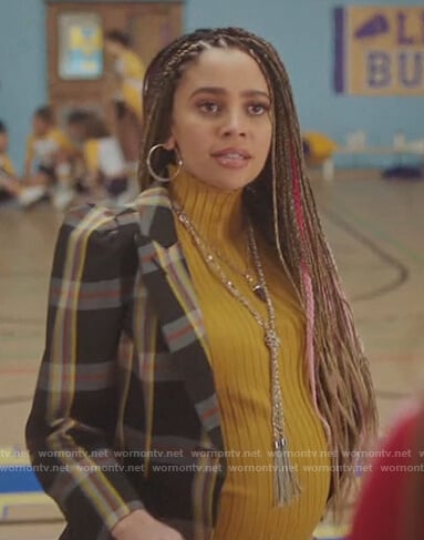 Toni's black plaid puff sleeve blazer on Riverdale