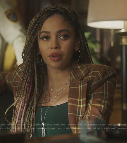 Toni's brown plaid blazer dress on Riverdale