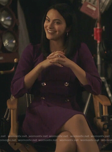 Veronica's purple double breasted dress on Riverdale