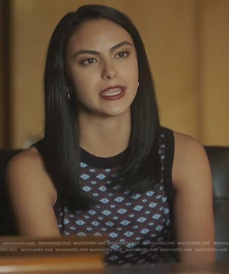 Veronica's geometric print top on Riverdale