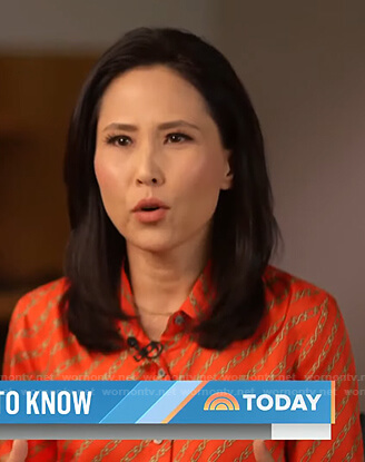 Vicky's orange chain print blouse on Today