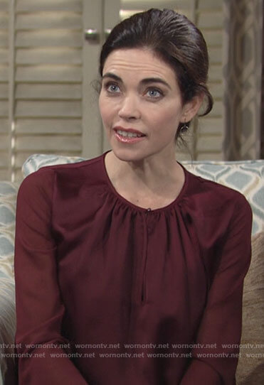 Victoria's red keyhole blouse on The Young and the Restless