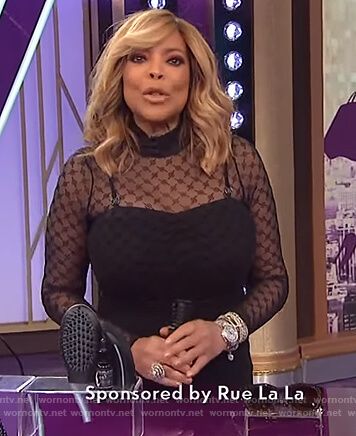 Wendy's black sheer bodysuit and dress on The Wendy Williams Show
