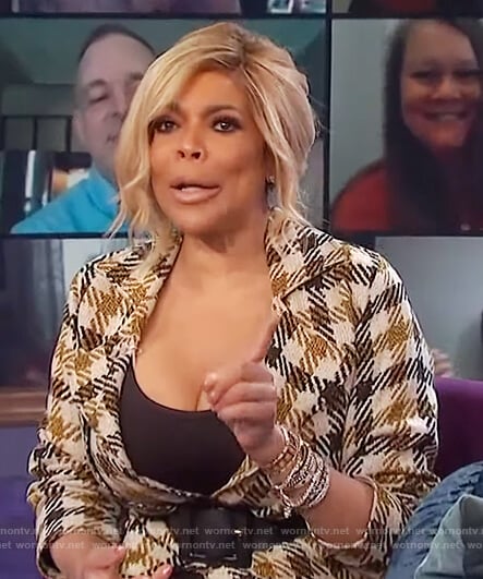 Wendy's check trench coat on The Wendy Williams Show