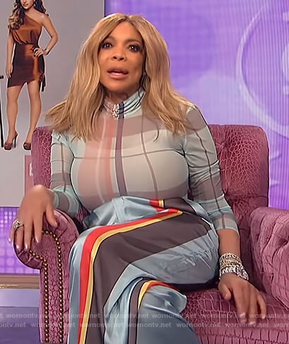 Wendy's plaid bodysuit and stripe pants on The Wendy Williams Show