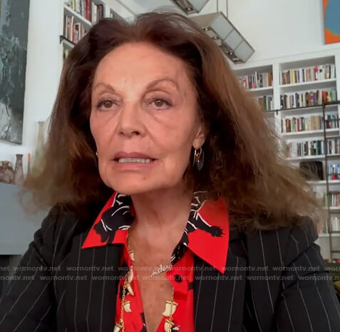 Diane von Furstenberg's red panther print blouse on Good Morning America