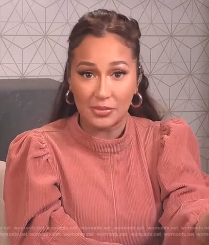 Addrienne's pink corduroy puff sleeve dress on The Real
