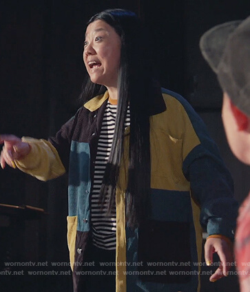 Alice's corduroy colorblock jacket on Good Trouble