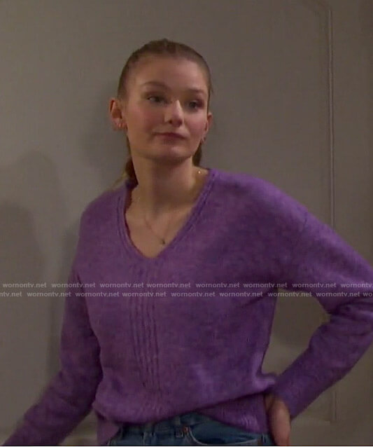 Allie's purple v-neck sweater on Days of our Lives