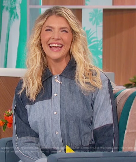 Amanda's patchwork denim dress on The Talk