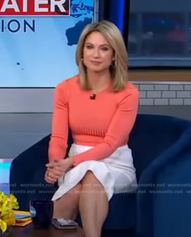 Amy's orange ribbed sweater on Good Morning America