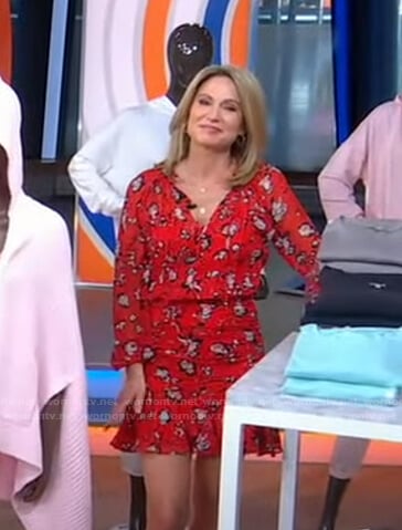 Amy's red floral mini dress on Good Morning America