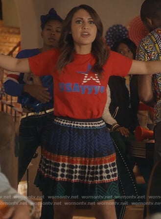 Ana's mixed print mini skirt on Grown-ish
