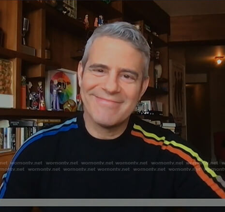 Andy Cohen's black striped sleeve sweater on Today