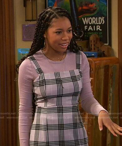 Angelica's pink plaid mini dress on Ravens Home