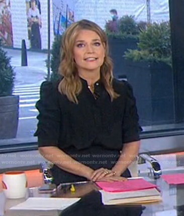 Savannah's black puff sleeve blouse on Today