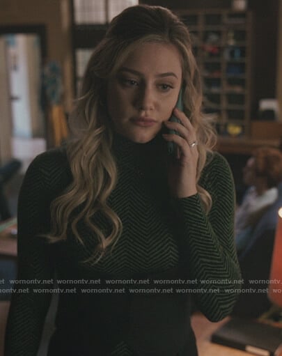 Betty's green chevron turtleneck top on Riverdale