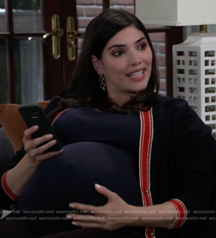 Brook Lynn's navy contrast trim cardigan on General Hospital