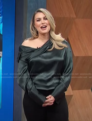 Carissa's green one off shoulder top on E! News Daily Pop