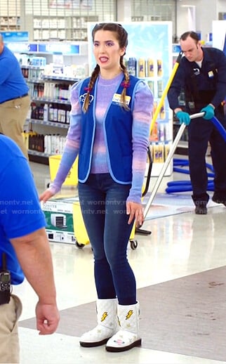 Cheyenne's purple ombre stripe sweater on Superstore