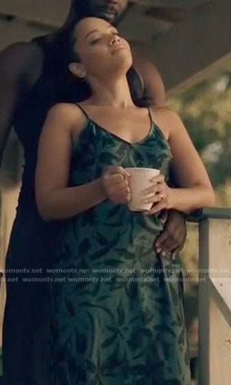 Darla's green floral slip dress on Queen Sugar