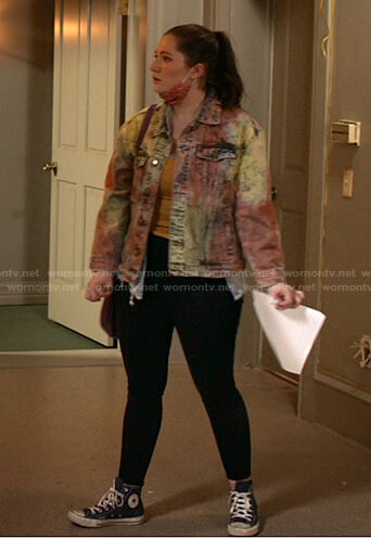 Debbie's tie dye denim jacket on Shameless
