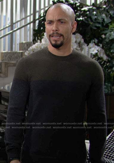 Devon's colorblock sweater on The Young and the Restless