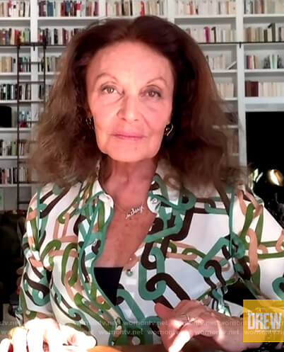 Diane von Furstenberg's chain print blouse on The Drew Barrymore Show