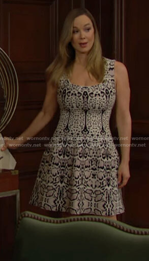 Donna's white printed dress on The Bold and the Beautiful