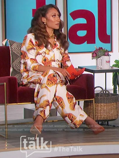 Elaine's printed blouse and pants on The Talk