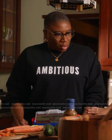 Hen's black Ambitious print Sweatshirt on 9-1-1