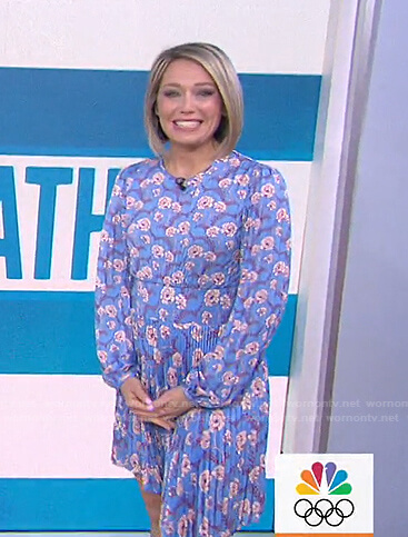Dylan's blue floral pleated dress on Today