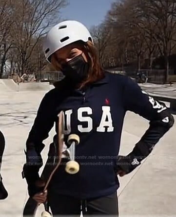 Hoda's navy USA sweatshirt on Today