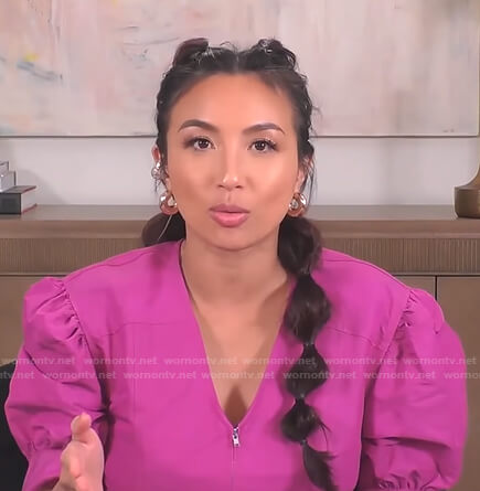 Jeannie's pink puff sleeve jumpsuit on The Real