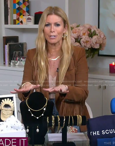 Jill's brown fringed blazer and patchwork flare jeans on Today