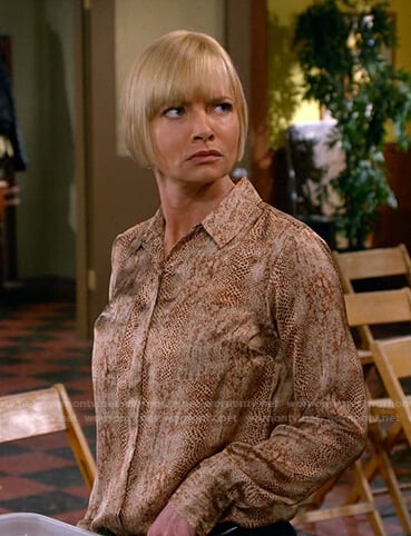 jill's snake print blouse on Mom