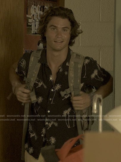 John B's black horse and palm print shirt on Outer Banks