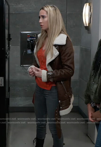 Josslyn's brown sherpa jacket on General Hospital