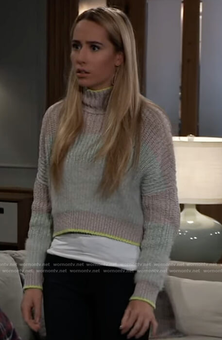 Josslyn's cropped knit turtleneck sweater on General Hospital