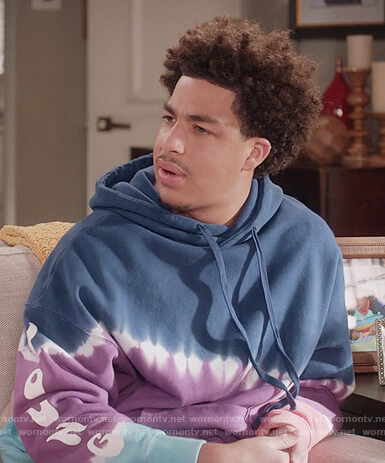 Junior's blue tie dye hoodie on Black-ish