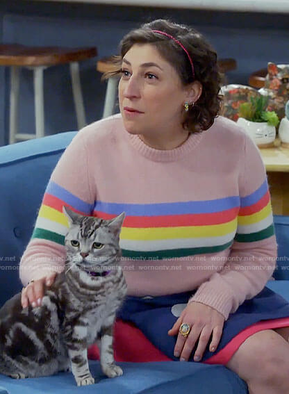 Kat's rainbow striped sweater on Call Me Kat