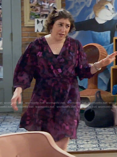 Kat's purple floral dress on Call Me Kat