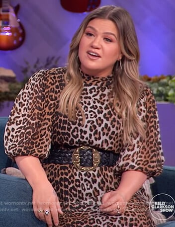 Kelly's leopard print mini dress on The Kelly Clarkson Show