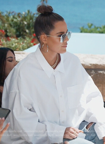 Khloe's white oversized shirt on Keeping Up with the Kardashians